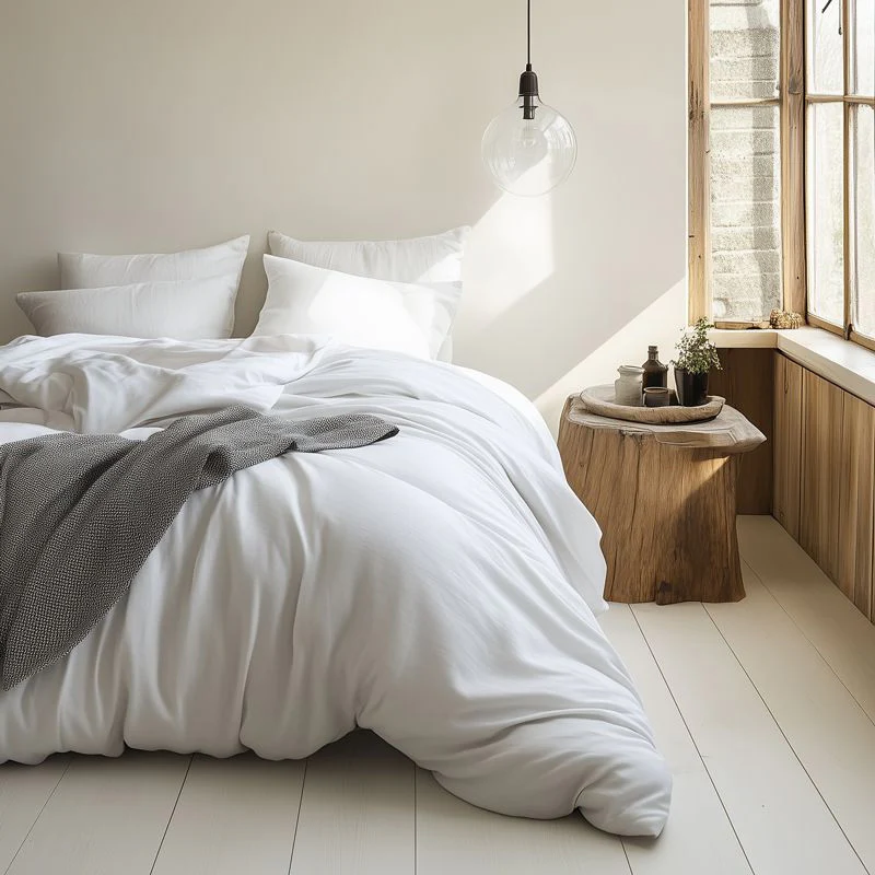 Dekbedovertrek Katoen Flanel - Uni  - Wit - Image 3