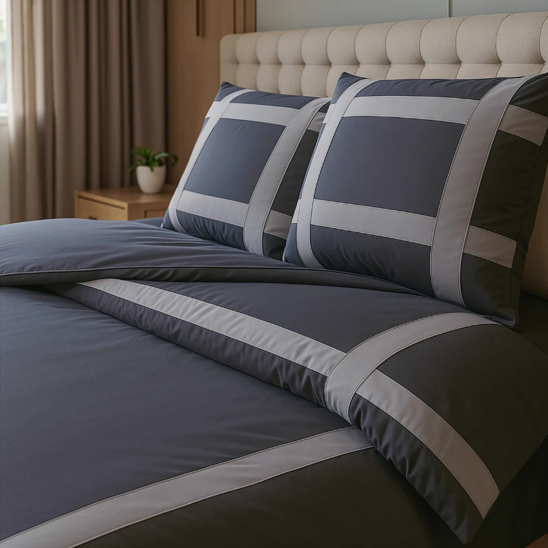 Dekbedovertrek Percale-Katoen - Hotel Alberto - Antraciet/Grijs - Image 3