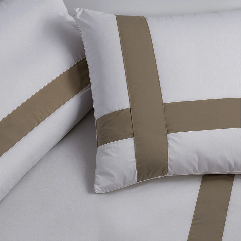 Dekbedovertrek Percale-Katoen - Hotel Alberto - Wit/Taupe - Image 3