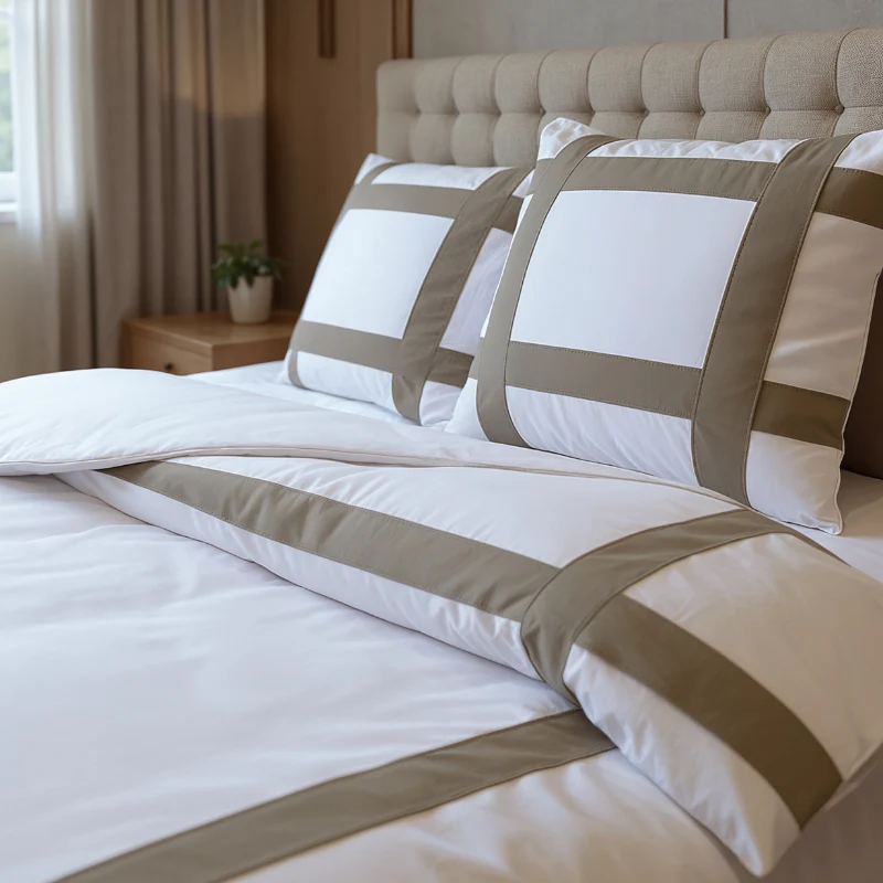 Dekbedovertrek Percale-Katoen - Hotel Alberto - Wit/Taupe - Image 5