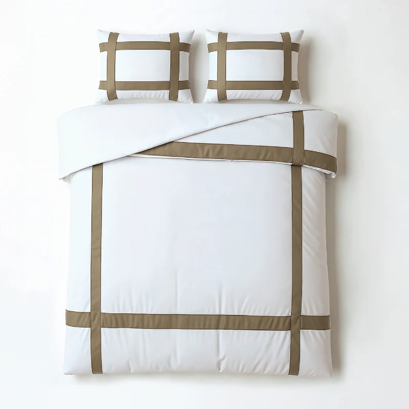 Dekbedovertrek Percale-Katoen - Hotel Alberto - Wit/Taupe - Image 6