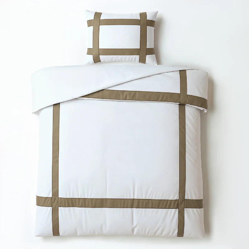 Dekbedovertrek Percale-Katoen - Hotel Alberto - Wit/Taupe - Image 7