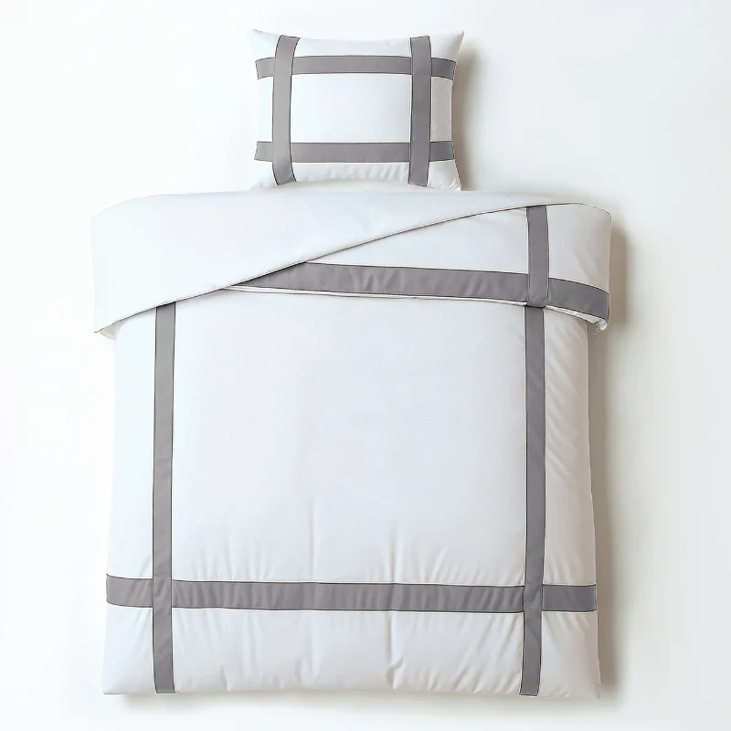 Dekbedovertrek Percale-Katoen - Hotel Alberto - Wit/Grijs - Image 5