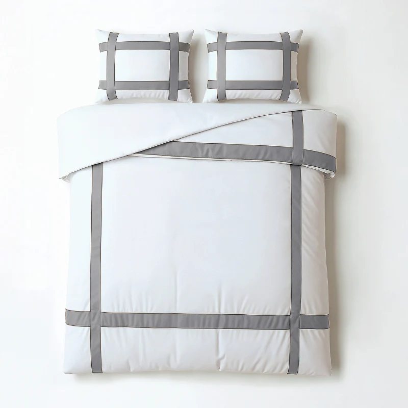 Dekbedovertrek Percale-Katoen - Hotel Alberto - Wit/Grijs - Image 6