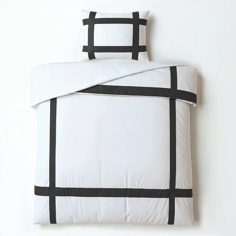 Dekbedovertrek Percale-Katoen - Hotel Alberto - Zwart/Wit - Image 3