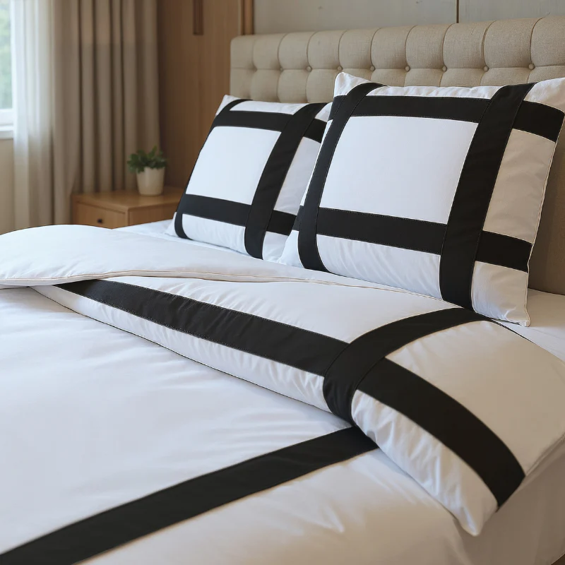 Dekbedovertrek Percale-Katoen - Hotel Alberto - Zwart/Wit - Image 5