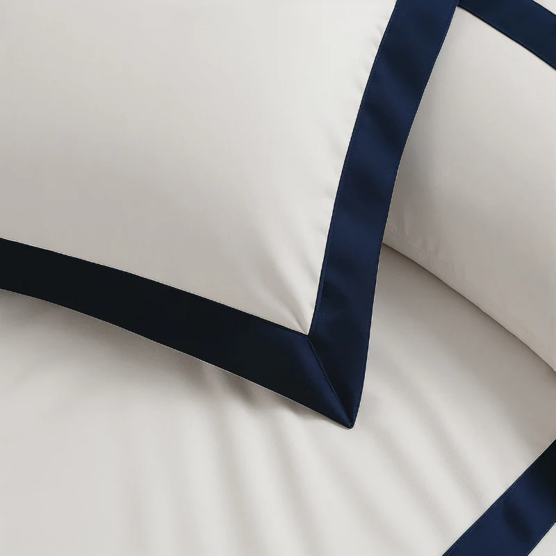 Dekbedovertrek Percale-Katoen - Hotel Emilio - Beige/Navy - Image 3