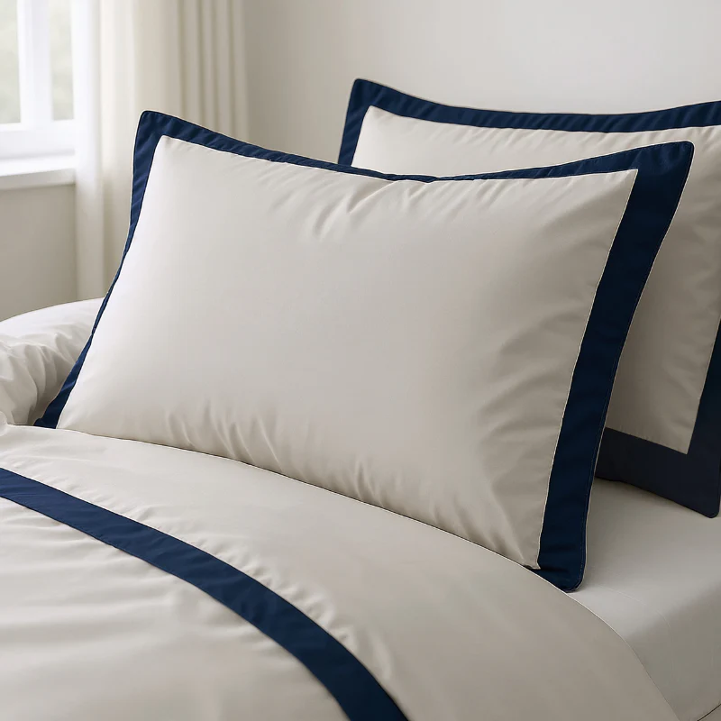 Dekbedovertrek Percale-Katoen - Hotel Emilio - Beige/Navy - Image 4