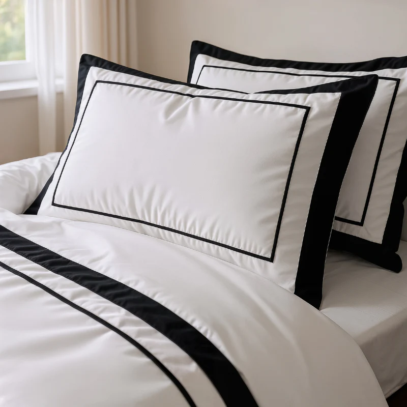 Dekbedovertrek Percale-Katoen - Hotel Gallardo - Wit/Zwart - Image 3