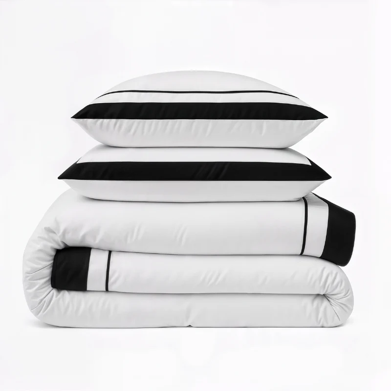 Dekbedovertrek Percale-Katoen - Hotel Gallardo - Wit/Zwart - Image 4