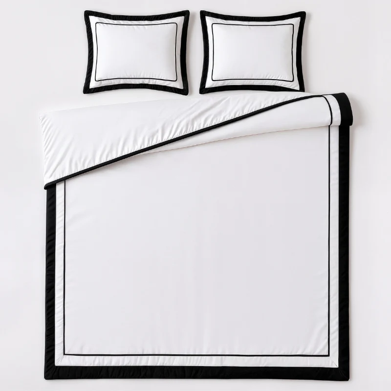 Dekbedovertrek Percale-Katoen - Hotel Gallardo - Wit/Zwart - Image 5