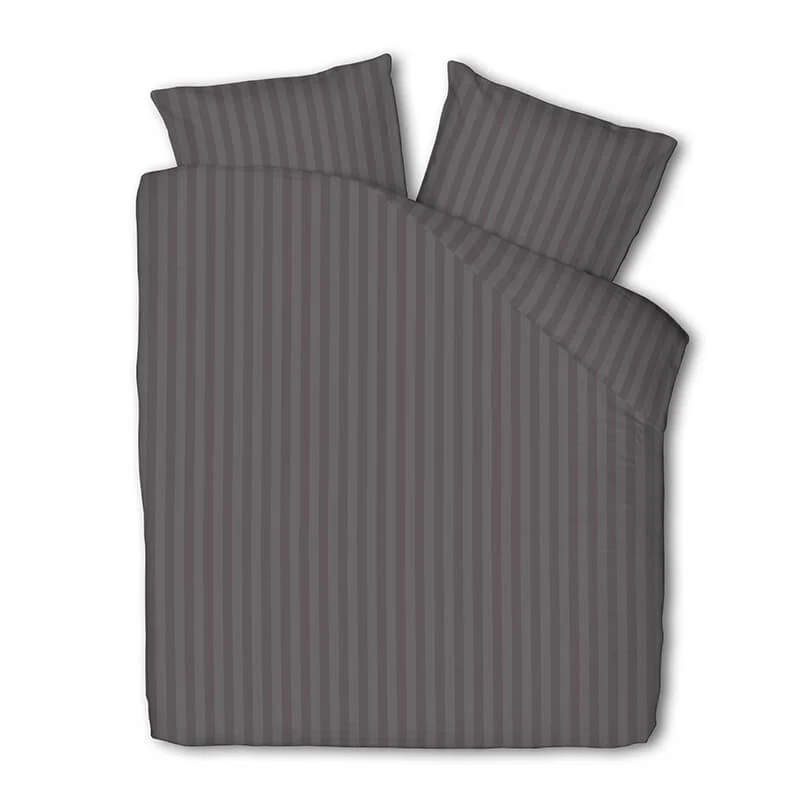 Dekbedovertrek Katoen-Satijn - Satijnstreep - Antraciet - Image 5
