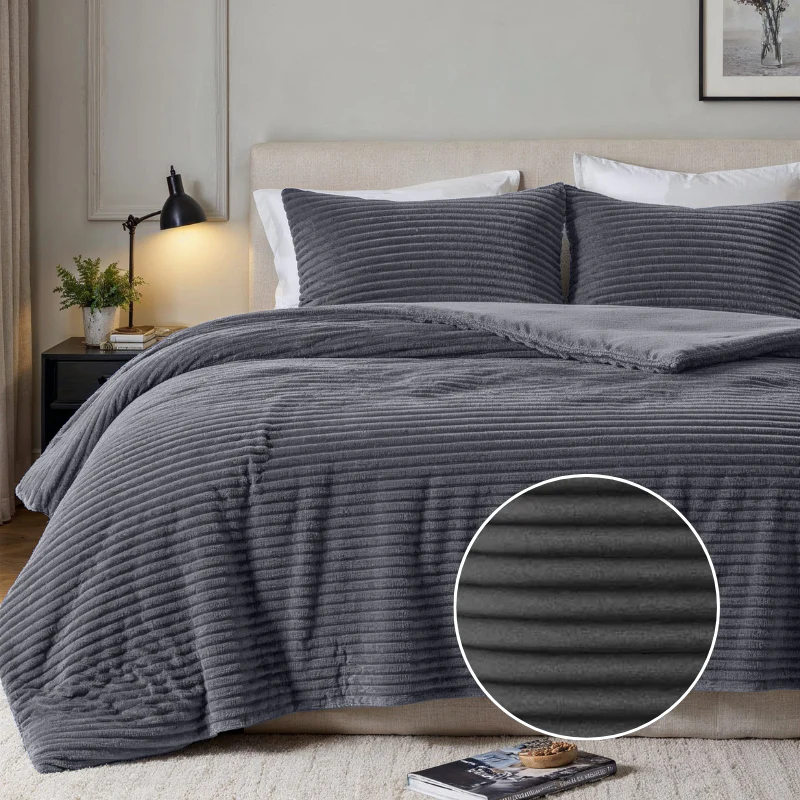 Dekbedovertrek Teddy Rib - Antraciet - Image 3