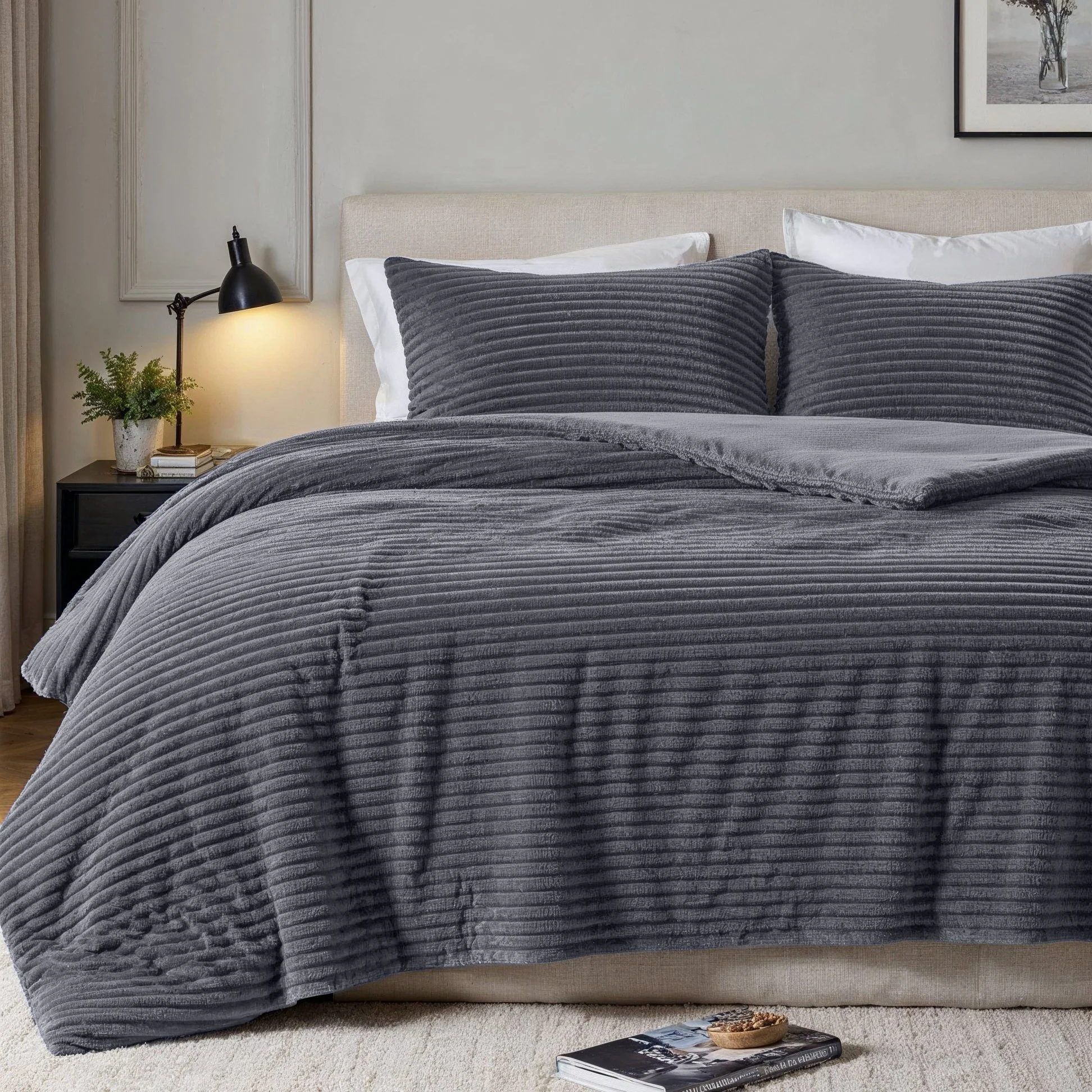 Dekbedovertrek Teddy Rib - Antraciet - Image 4