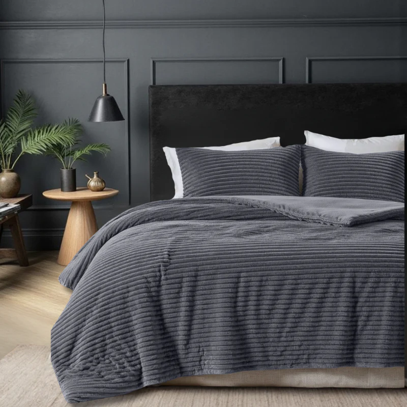 Dekbedovertrek Teddy Rib - Antraciet - Image 5