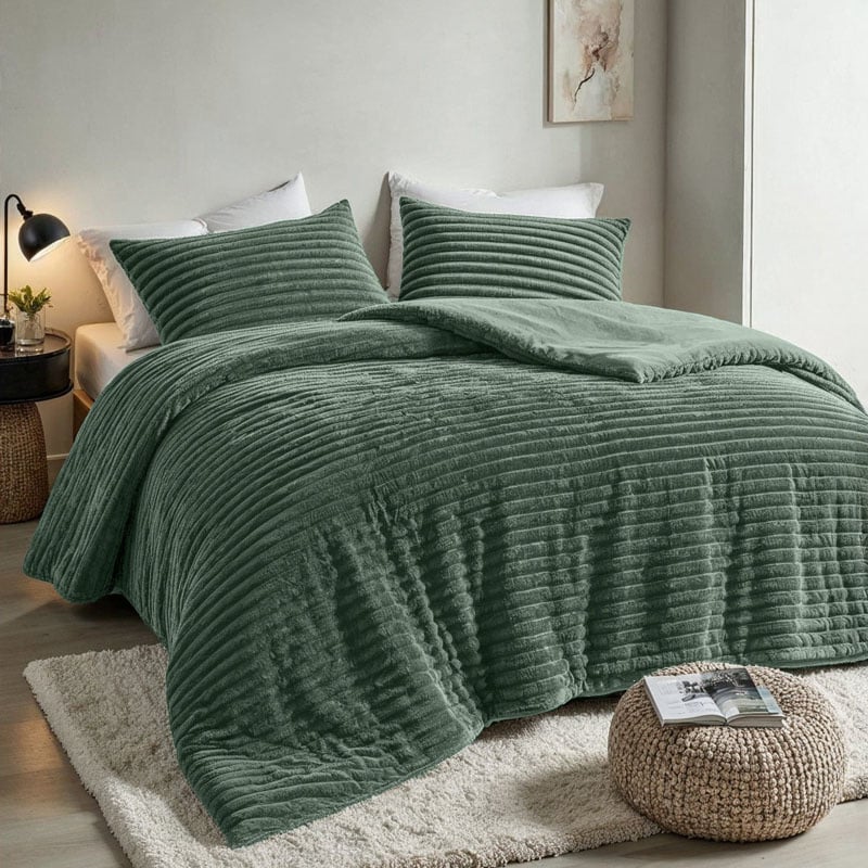 Dekbedovertrek Teddy Rib - Groen - Image 3