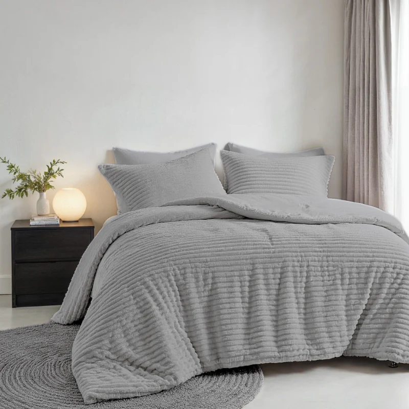 Dekbedovertrek Teddy Rib - Licht Grijs - Image 3