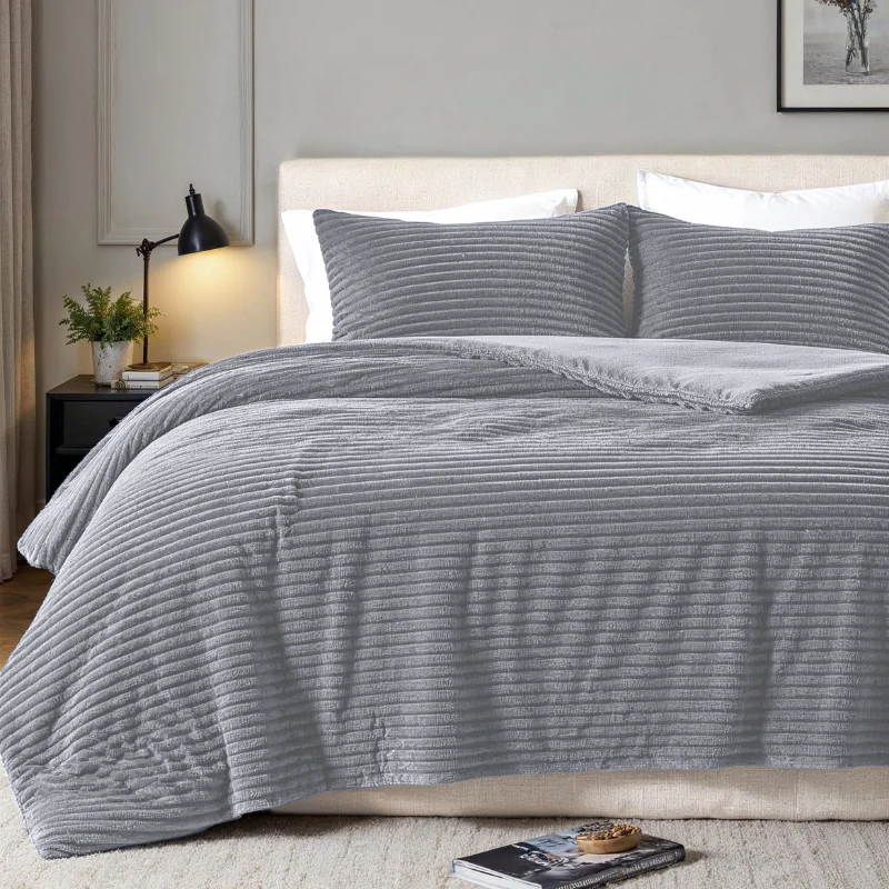 Dekbedovertrek Teddy Rib - Licht Grijs - Image 4