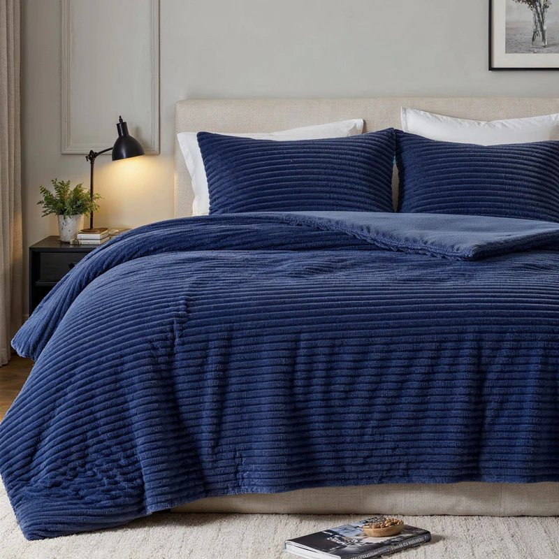Dekbedovertrek Teddy Rib - Navy - Image 3