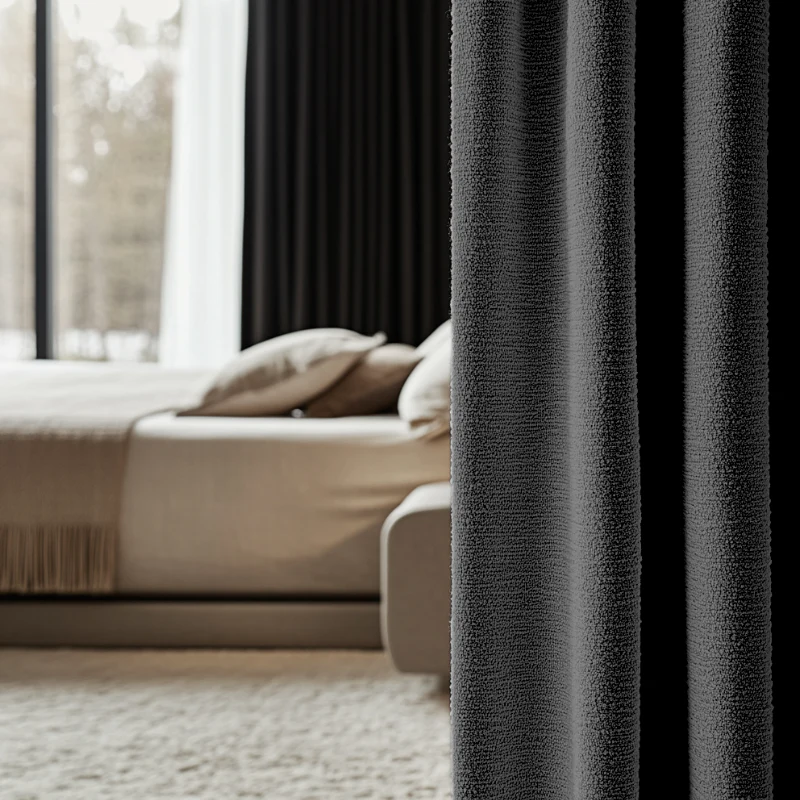 Gordijnen Bouclé - Haken of Ringen - Antraciet - Image 3